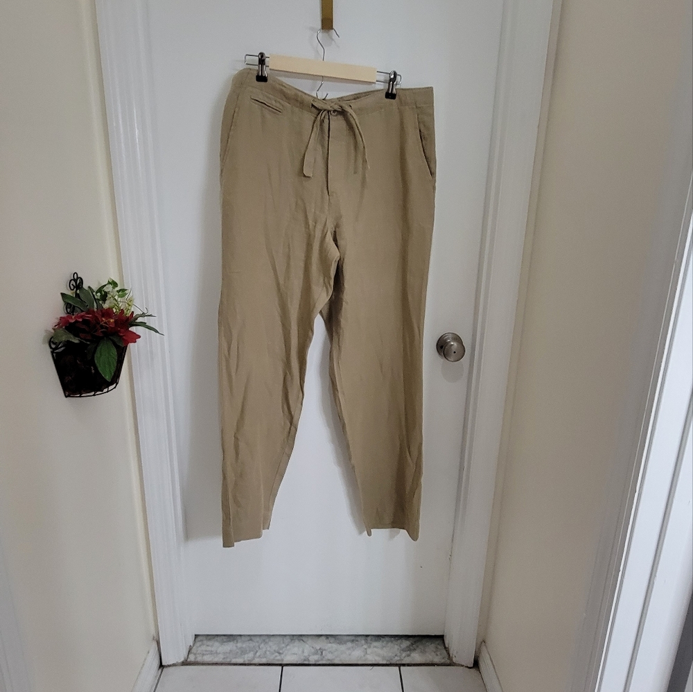 Polo raplh lauren  100% linen tan wide legged pants - Picture 9 of 13
